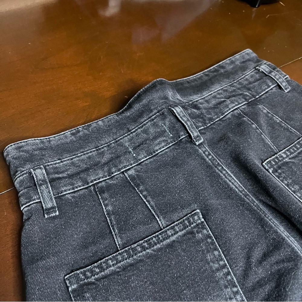 Pilcro Anthropologie Charcoal Button Down Front Skirt 8 Mini Black Denim - Picture 11 of 13